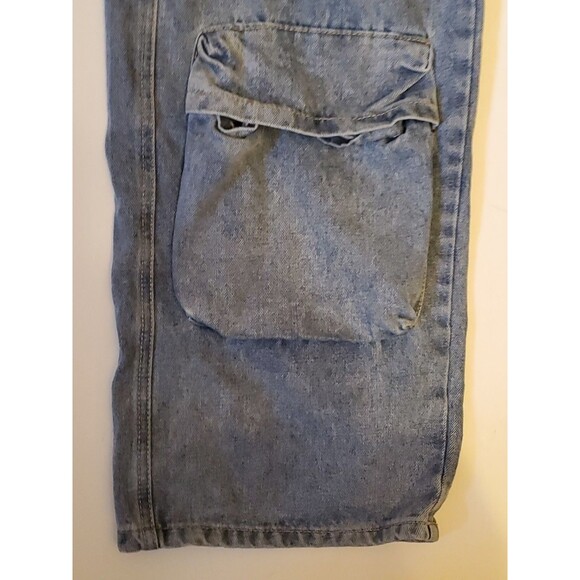 Shein Size LG Light Wash Cotton Blend Cargo Blue Jeans Multiple Pockets - Picture 6 of 11